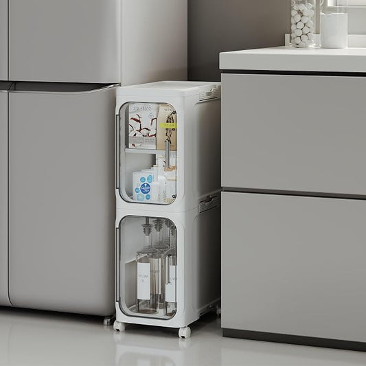 2-Tier Tall Narrow Storage Cabinet, Slim Bathroom Storage Cabinet by Lifelongpal