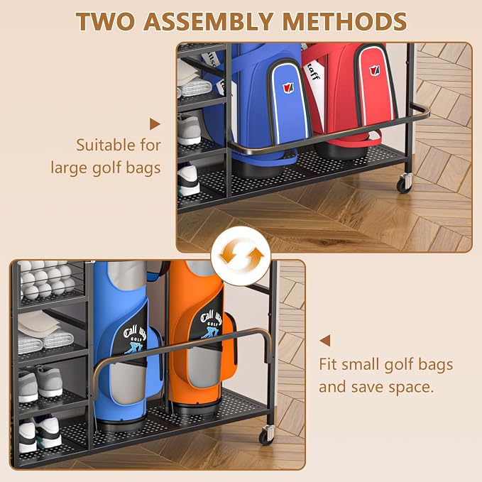 Golf Bag Storage, Big Capacity Golf Bag Organizer - Image 6