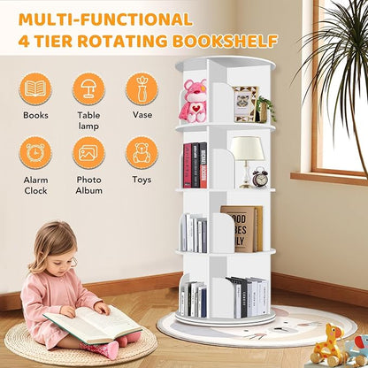 RUNSUNSPRI 4 Tier Rotating Bookshelf Tower, Spinning Bookshelf, Revolving 360° - Image 6