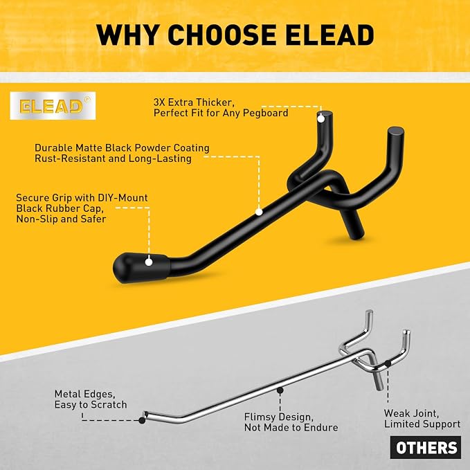 ELEAD 60-Piece 2 Inch Extra Thick Pegboard Hooks, Heavy Duty Peg Board - Image 4