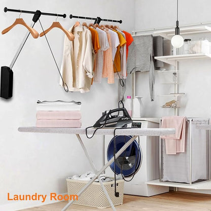 Pull Down Closet Rod, 26 Inch Soft-Close Buffering Clothing Organizer, - Image 3