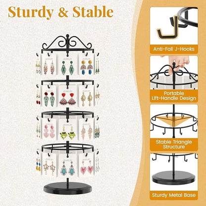 EsLuker.ly Earring Holder Organizer Rotating Display Tree Stand, Adjustable - Image 4