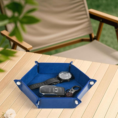 Foldable Hexagonal Dice Tray Desktop Storage Organizer PU Leather & Velvet - Image 6