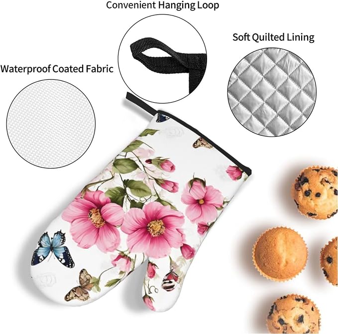 Garden with Birds and Flowers Advanced Oven Gloves and Pot Rack Kit | Insulated - Image 3