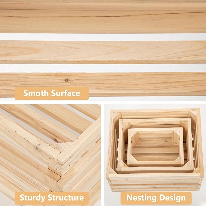 Set of 3 Nesting Wooden Storage Crates - Image 6