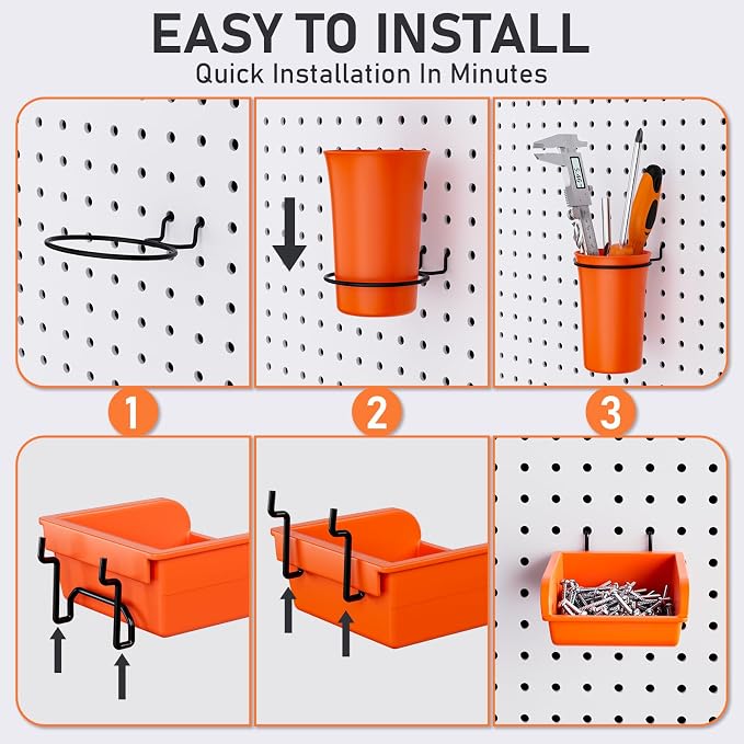 INCLY 280PCS Upgraded Pegboard Accessories Organizer Kit, Peg Board Hooks - Image 7