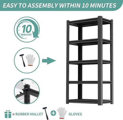 60" H Garage Shelves, Garage Shelving Heavy Duty, 3000Lbs 5 Tier Adjustable - Image 6