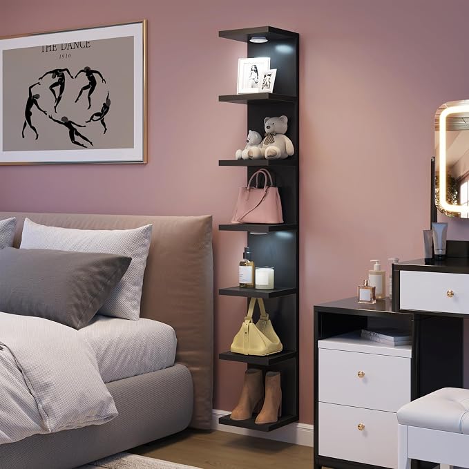 Fixwal Black Shelves 7 Tier Wall Mounted Shelf Unit Floating Shelves - Image 4