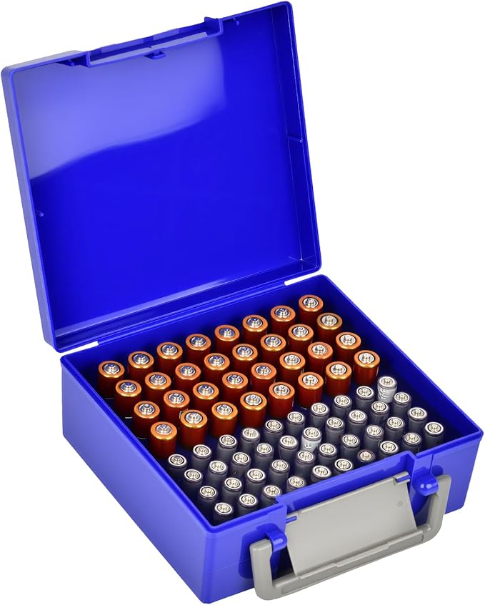 FULLCASE Battery Storage Organizer Holder Holds 72 AA AAA Batteries, Box Cases by FullcaseEasyLifeStorage
