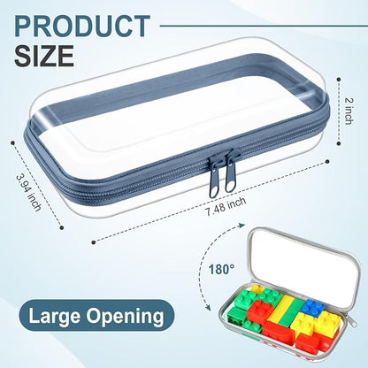 Hoolerry 4 Pcs Hard Clear Zipper Case Makeup Bags Plastic Pencil Pouch - Image 2