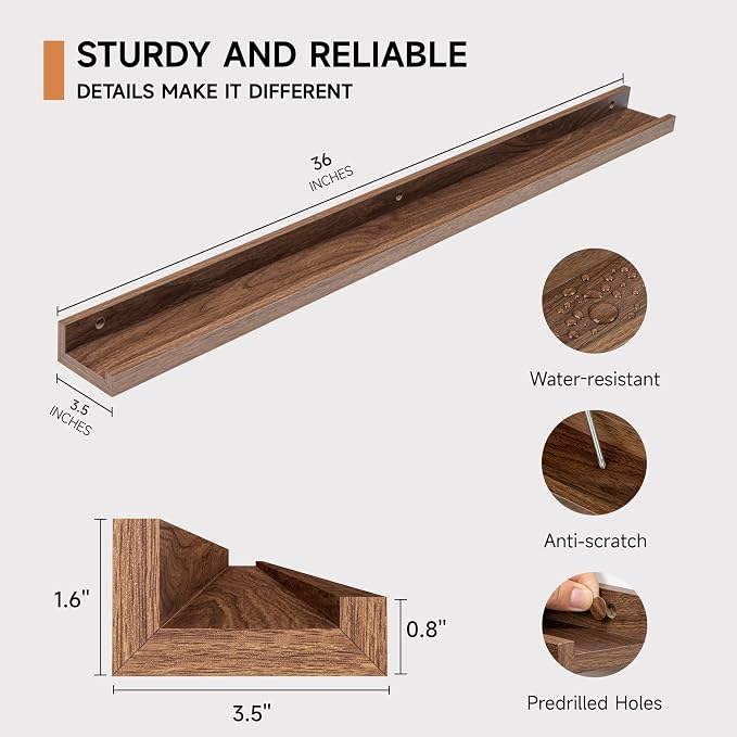 Fun Memories Picture Ledge Shelf, 36 Inch Floating Shelves Set of 2, Nursery - Image 3