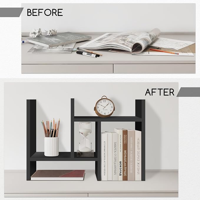 Jerry & Maggie Desktop Organizer Office Storage Rack Adjustable Wood Display - Image 3