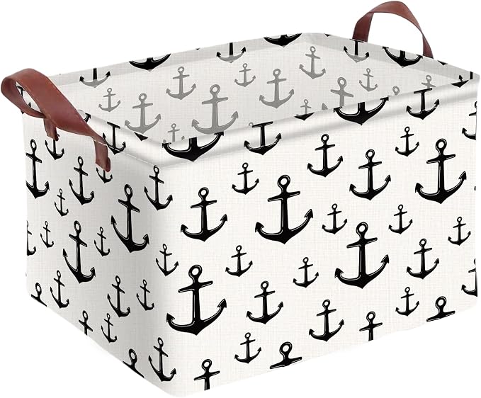 Anchor Storage Basket Waterproof Canvas Toy Storage Bin Home Anchor Decor by AmazerPad
