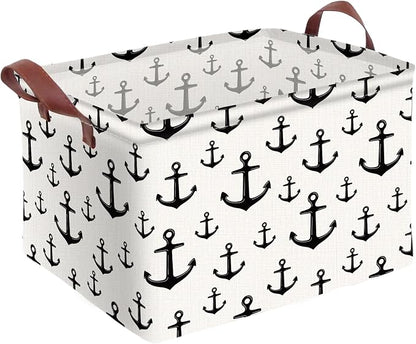Anchor Storage Basket Waterproof Canvas Toy Storage Bin Home Anchor Decor by AmazerPad