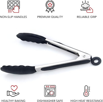 Kitchen Tongs for Cooking with Silicone Tips by Boxiki Kitchen, BPA Free - Image 8