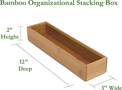 Lipper International 8182S Bamboo Wood Stacking Drawer Organizer Box - Image 2
