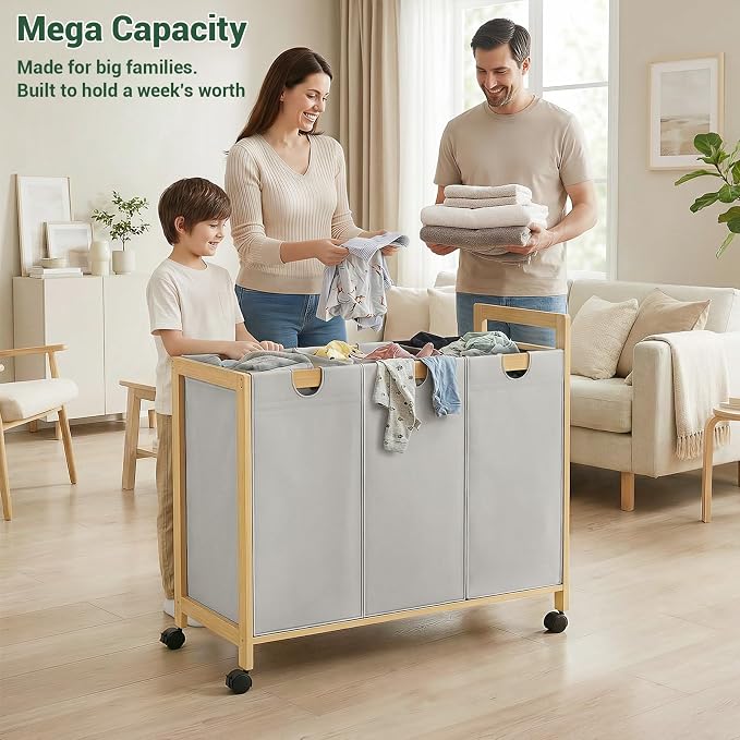 Homykic 250L Laundry Sorter Cart - Image 3