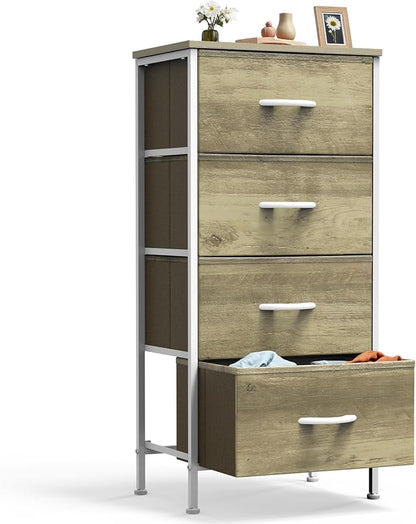 DUMOS Nightstand with 4 Drawers Bedside Table with Removable Fabric Bins Sturdy by DumosLifestyle