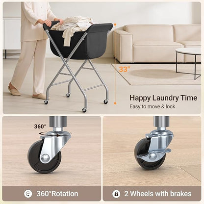 ELYKEN Laundry Basket with Wheels, Collapsible Laundry Hamper, Foldable Design - Image 7