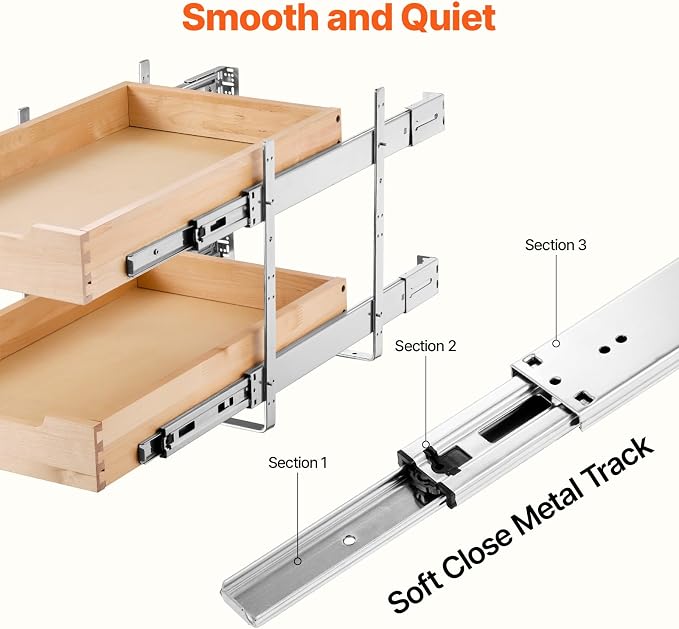 VEVOR 2 Tier Pull Out Cabinet Organizer, Soft Close Slide out Shelf, Heavy-Duty - Image 3