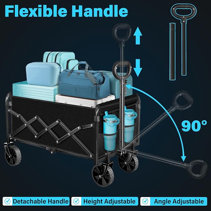 Collapsible Wagon Cart with Wheels Foldable: 360LBS Heavy Duty Folding Utility - Image 8