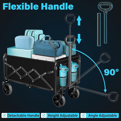 Collapsible Wagon Cart with Wheels Foldable: 360LBS Heavy Duty Folding Utility - Image 8