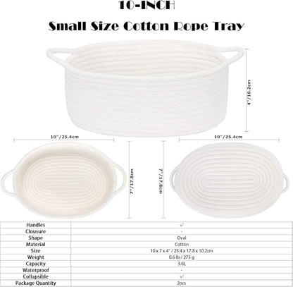 Sea Team 2-Pack Cotton Rope Baskets, Fabric Tray, Oval Open Dish - Image 7