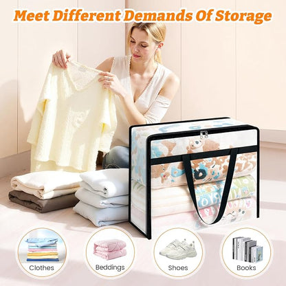 BlissTotes 4 Pack Clear Clothes Storage Bags, Moving Bags, Foldable Blanket - Image 5