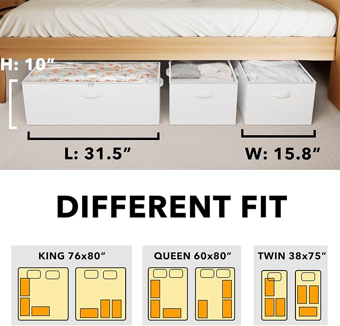 SpaceAid 3 Pack 10" High Under Bed Storage Containers, Large Underbed Storage - Image 4