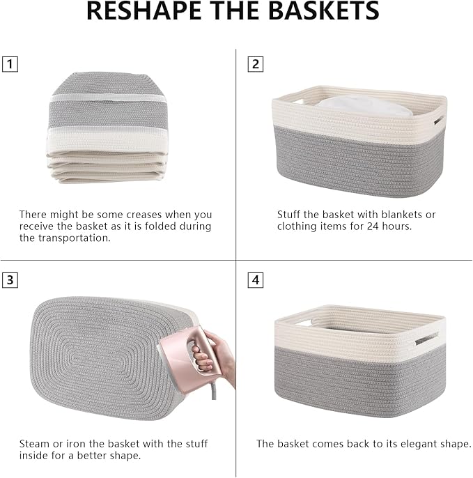 4 Pack Storage Baskets for Organizing, Woven Baskets for Shelves - Image 6