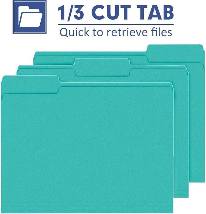 File Folder, PANDRI 120 Pack File Folder, 1/3 Cut Tab, Letter Size, Filing - Image 3