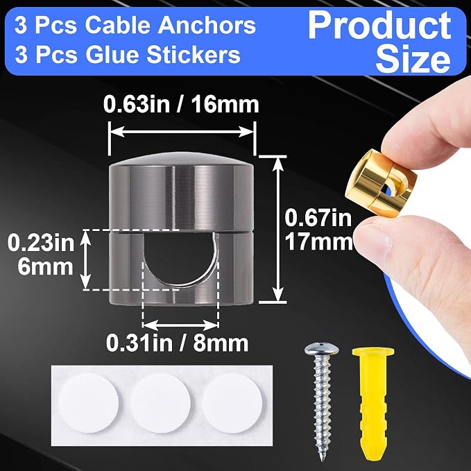 3 Sets Charger Holders for Cords, Adhesive Metal Cord Clips, Cable Management - Image 2