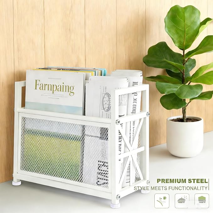 White Magazine Holder, Magazine File Holder | Magazine Rack Floor Magazine - Image 4