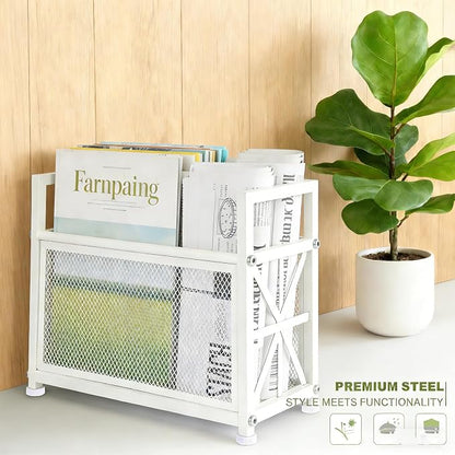 White Magazine Holder, Magazine File Holder | Magazine Rack Floor Magazine - Image 4