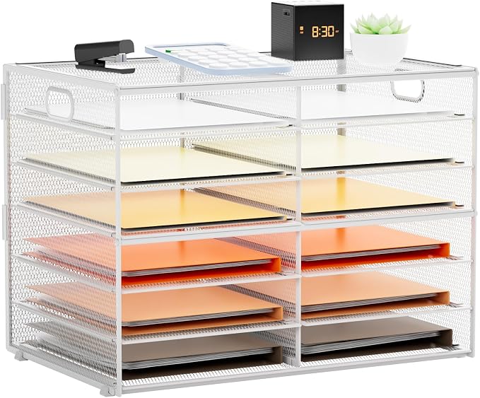 Marbrasse 7 Tier Desktop Literature Organizer, Mesh Paper Organizer Desk by Marbrasse