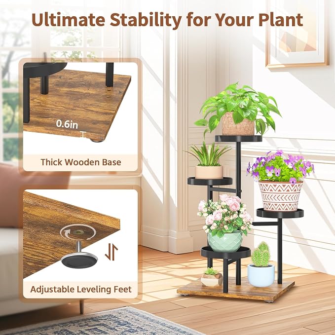 LASZOLA Black 4 Tier Plant Stand Indoor Heavy Duty Rack - Image 4
