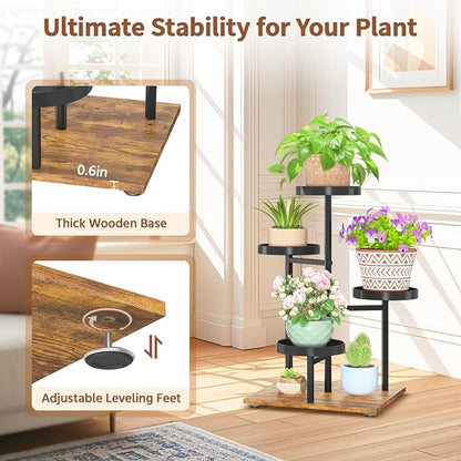 LASZOLA Black 4 Tier Plant Stand Indoor Heavy Duty Rack - Image 4