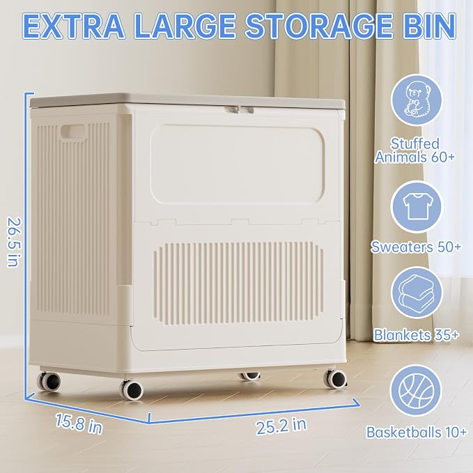 HAIXIN Large Storage Bin with Lid - 130QT Plastic Storage Box with Wheels - Image 3