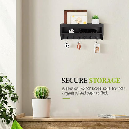 Nekon Key Holder Wall Mount, 12.8" W x 5.6" H x 3.7" D Wall Mounted Key and - Image 4