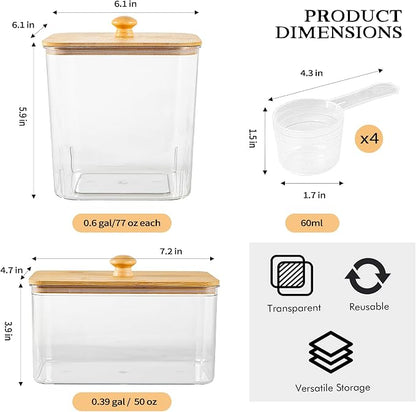 3+1 Pack Laundry Pods Container & Dryer Sheet Holder, Acrylic Square Laundry - Image 6