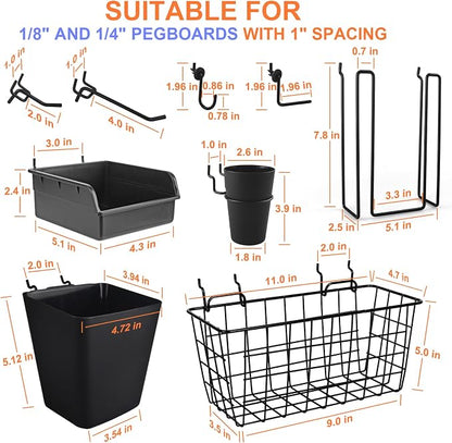 Pegboard Basket Organizers, Peg Board Large Baskets Hooks Bins Cups Tool - Image 3