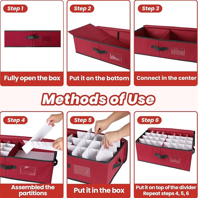 BlessedSeason Christmas Ornament Storage Box -Stores Up to 64 3” Balls - Image 5