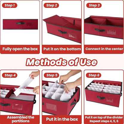 BlessedSeason Christmas Ornament Storage Box -Stores Up to 64 3” Balls - Image 5