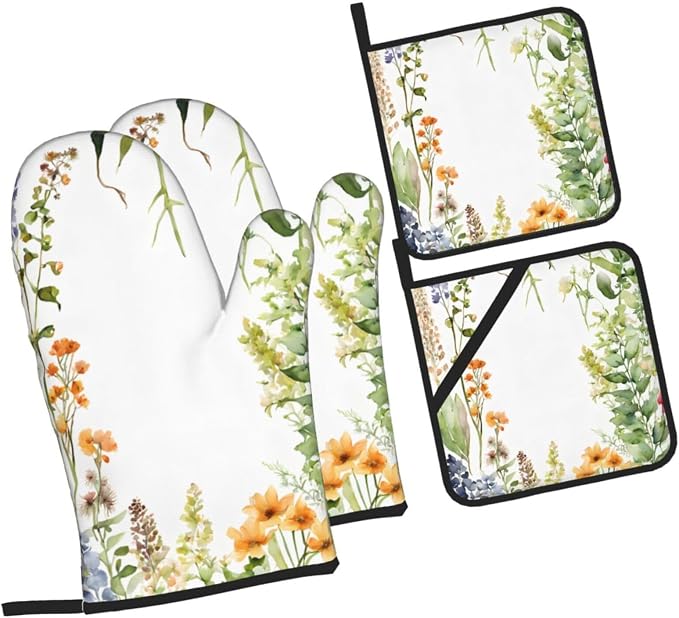 Springtime Herb Garden Advanced Oven Gloves and Pot Rack Kit | Insulated - Image 9