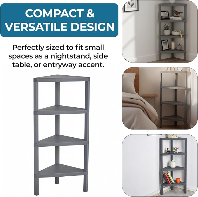 Honey-Can-Do 4-Tier Plastic Corner Storage Shelf, kitchen or office - Image 7