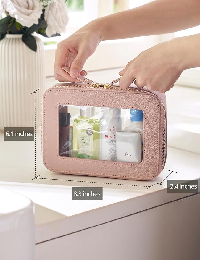 Popvibe Clear Makeup Bag Travel Cosmetic Case Transparent Toiletry Bag - Image 3