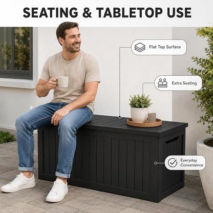 146 Gallon Deck Box, Waterproof Outdoor Storage Box, Lockable Resin Patio - Image 7