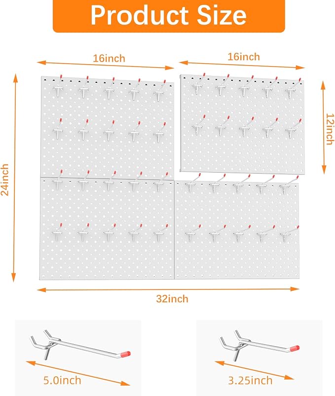 TORACK Metal Pegboard Panels and Hooks - Image 3