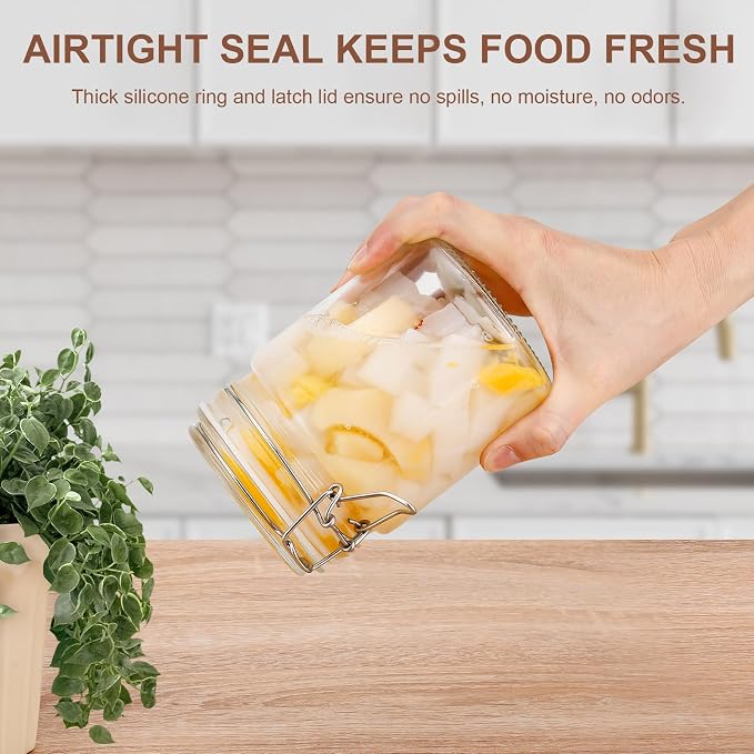 25oz Airtight Glass Jars with Lids, Beans & Spices - Image 3