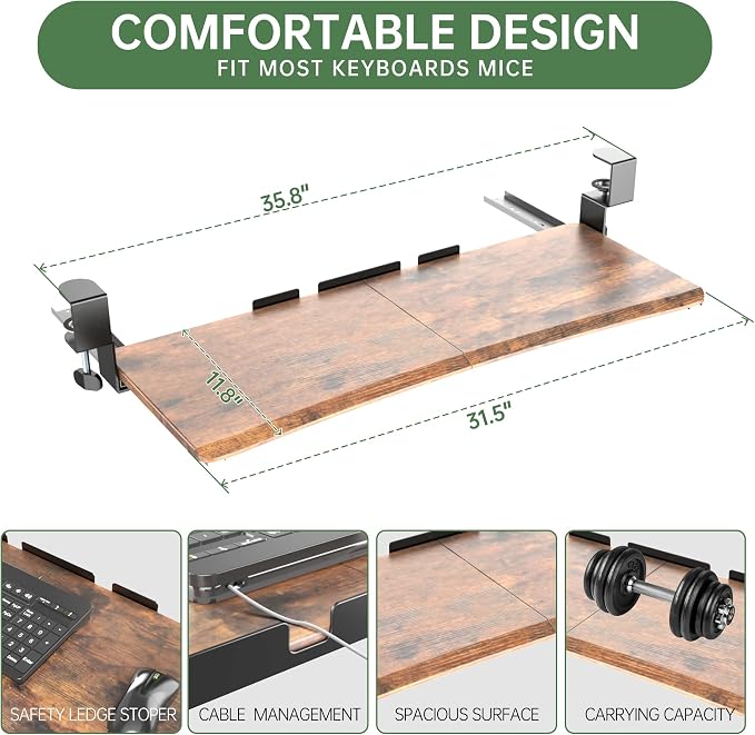 Extra Large Keyboard Tray Under Desk - Image 8